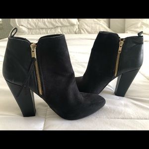 Leather and suede booties